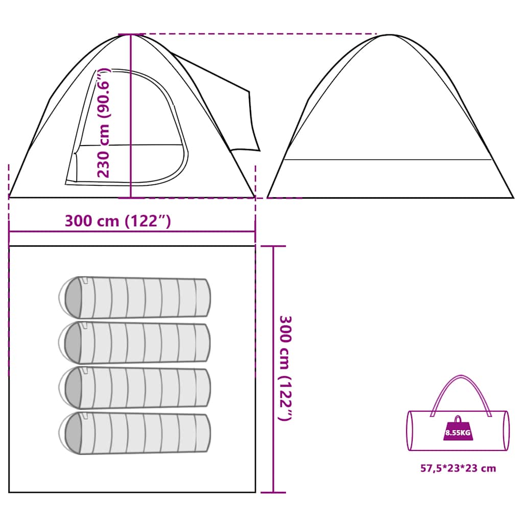 Tenda da Campeggio 4 Persone Grigio e Arancione Impermeabile