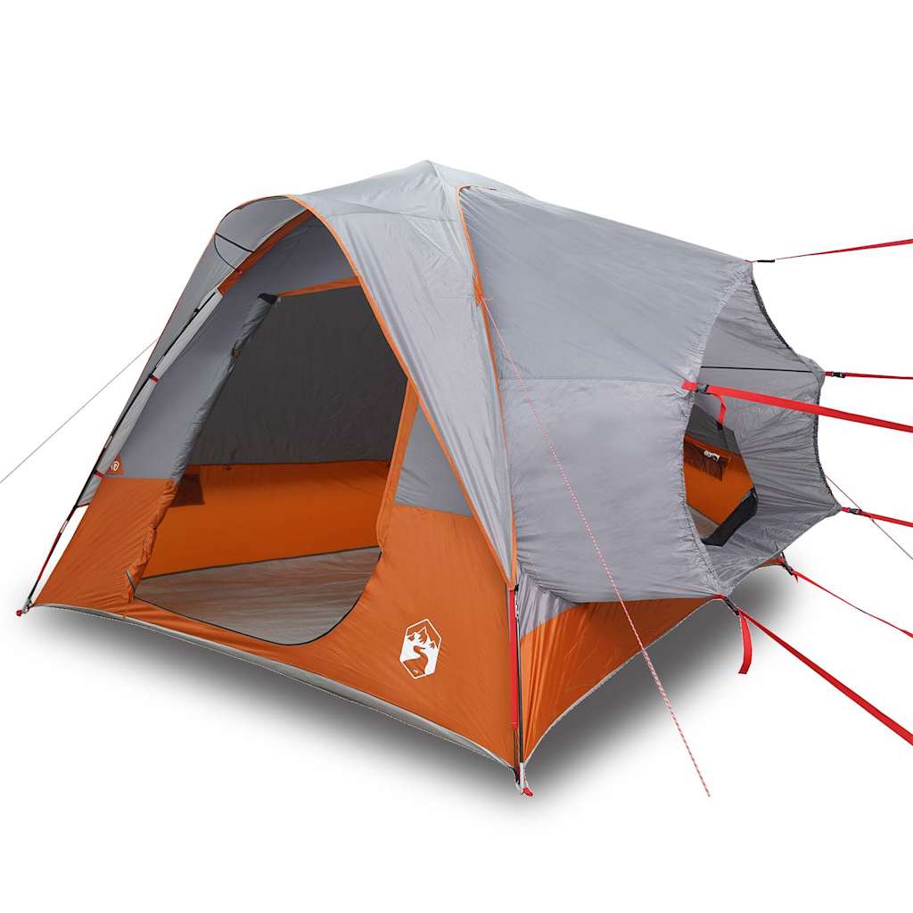Tenda da Campeggio 4 Persone Grigio e Arancione Impermeabile
