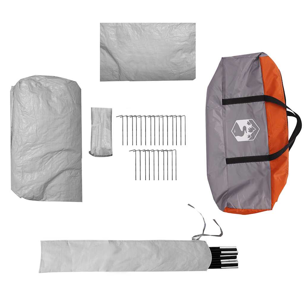 Tenda da Campeggio 4 Persone Grigio e Arancione Impermeabile