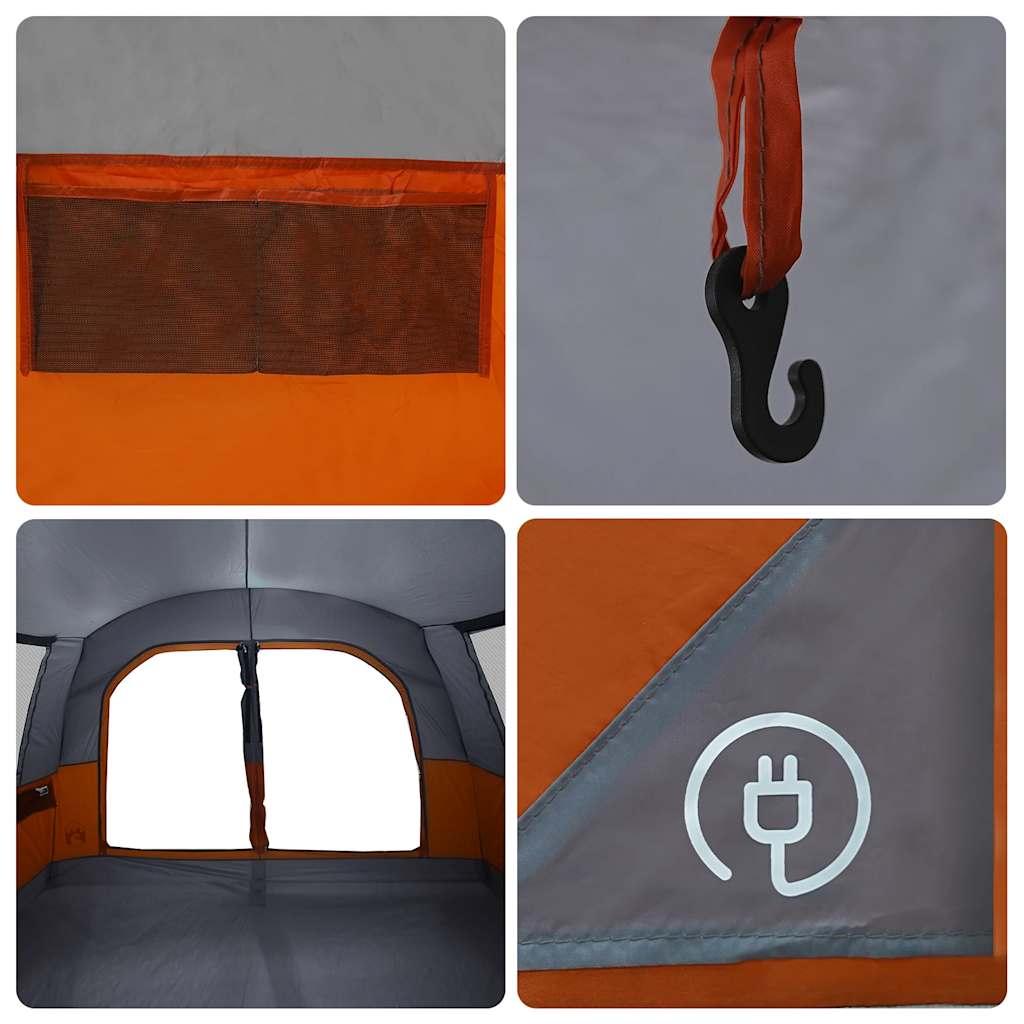 Tenda da Campeggio 4 Persone Grigio e Arancione Impermeabile