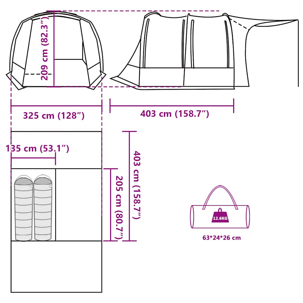 Tenda da Campeggio per Auto Blu Impermeabile