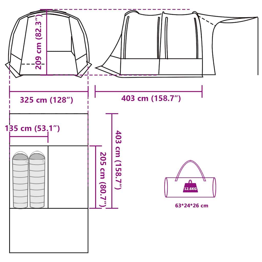 Tenda da Campeggio per Auto Grigio e Arancione Impermeabile