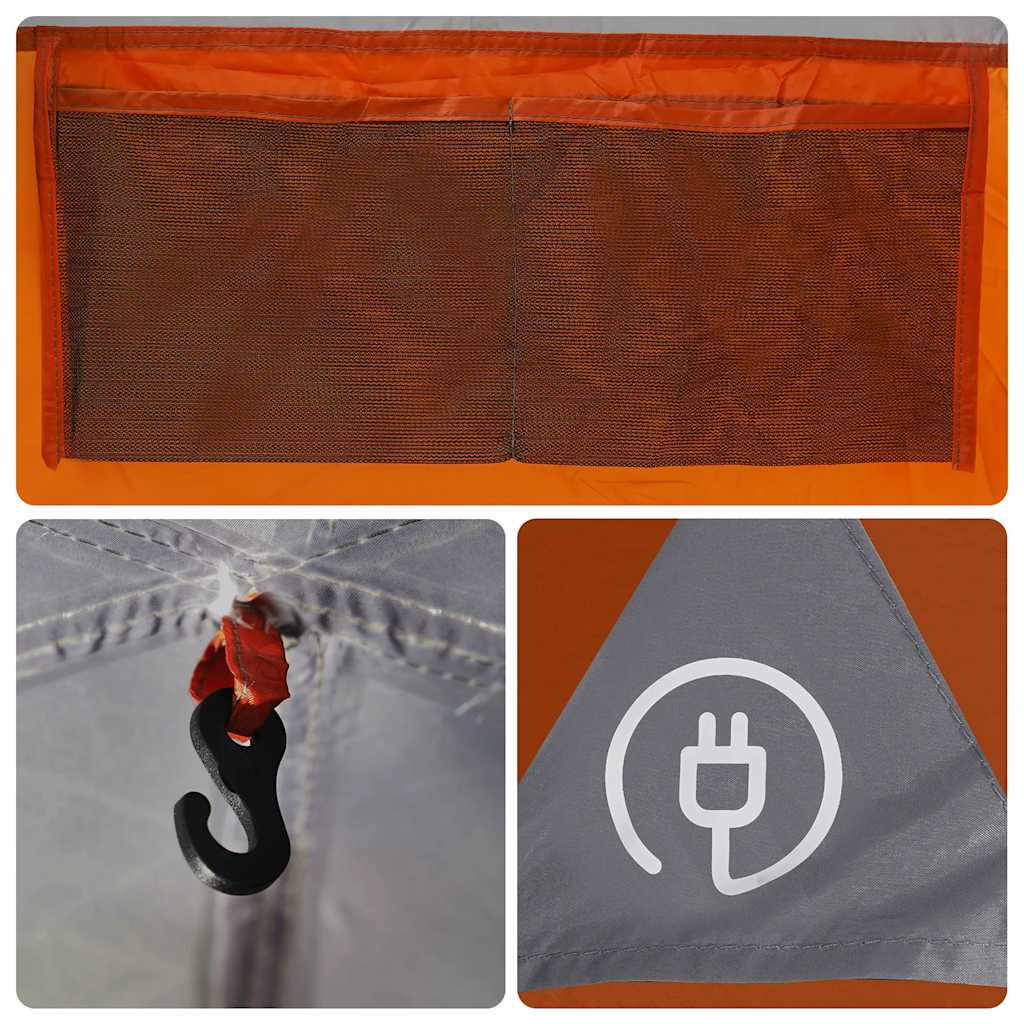 Tenda da Campeggio 2 Persone Grigio e Arancione Impermeabile