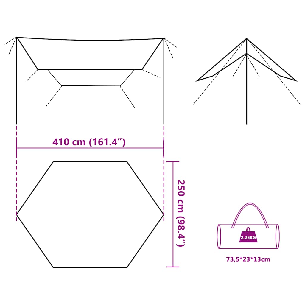 Tenda da Campeggio per Auto Verde Impermeabile
