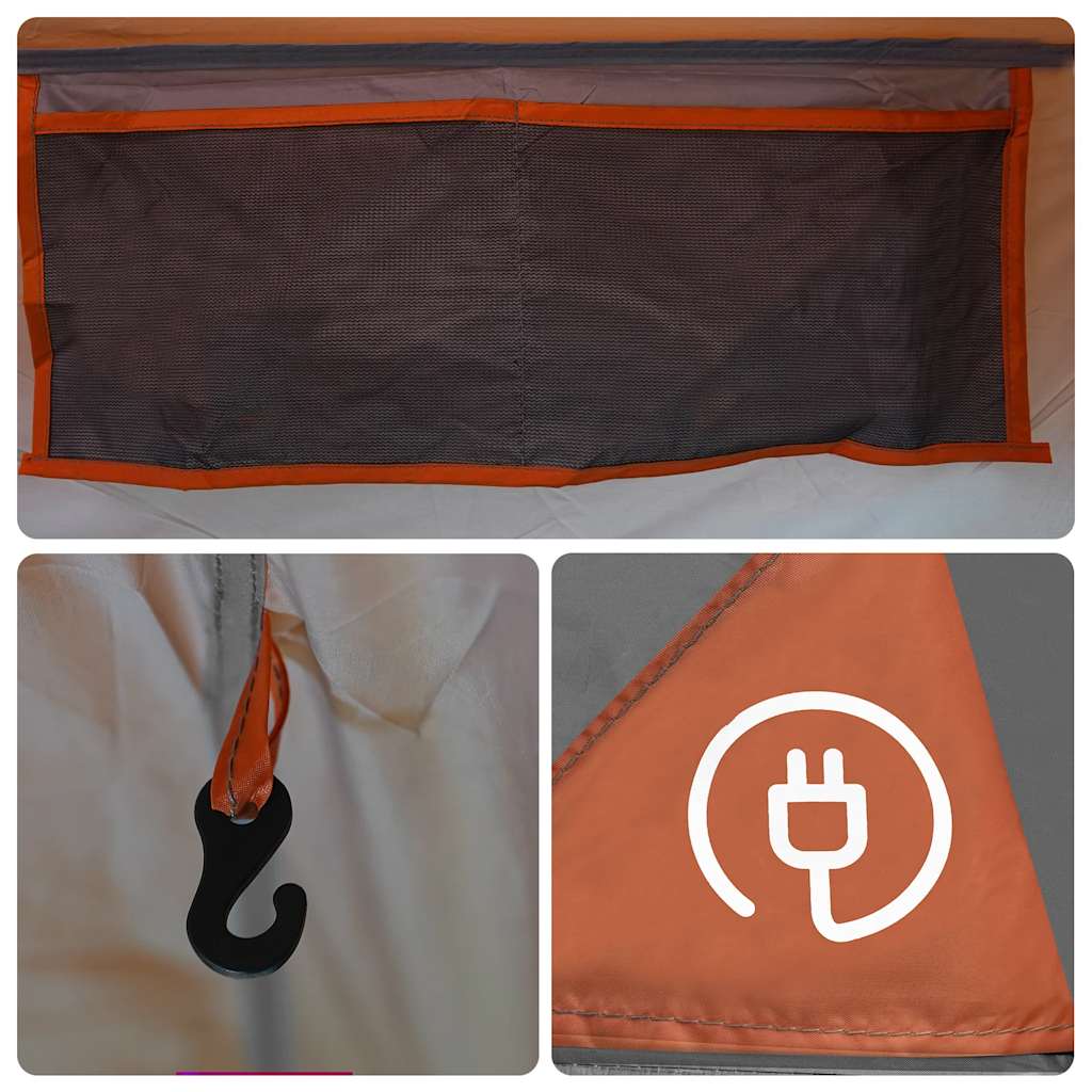 Tenda da Campeggio 5 Persone Grigio e Arancione Impermeabile