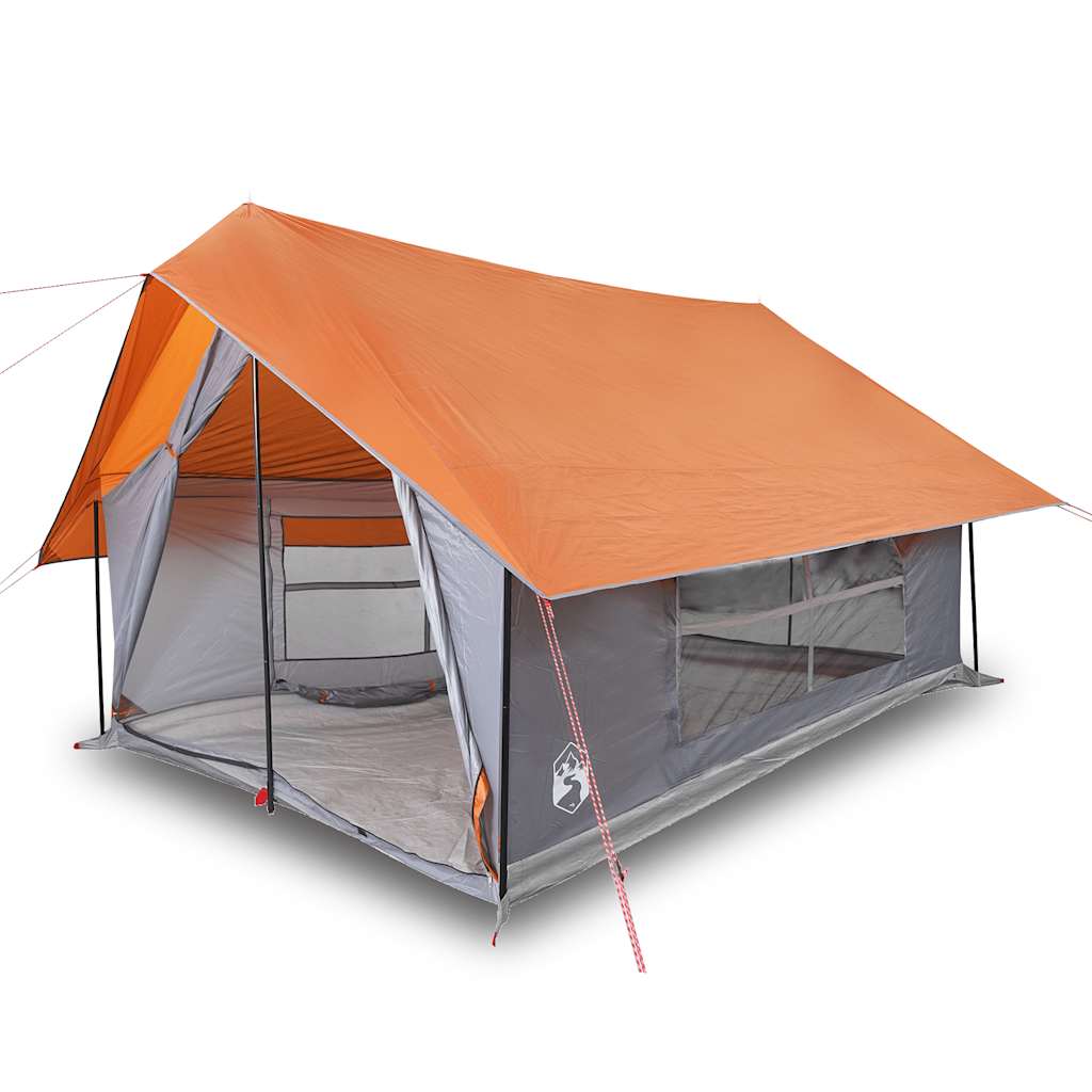 Tenda da Campeggio 5 Persone Grigio e Arancione Impermeabile
