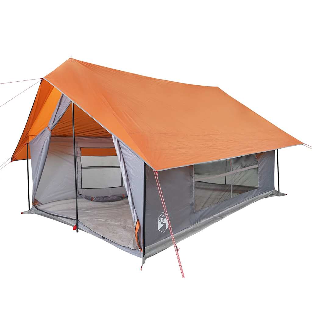 Tenda da Campeggio 5 Persone Grigio e Arancione Impermeabile