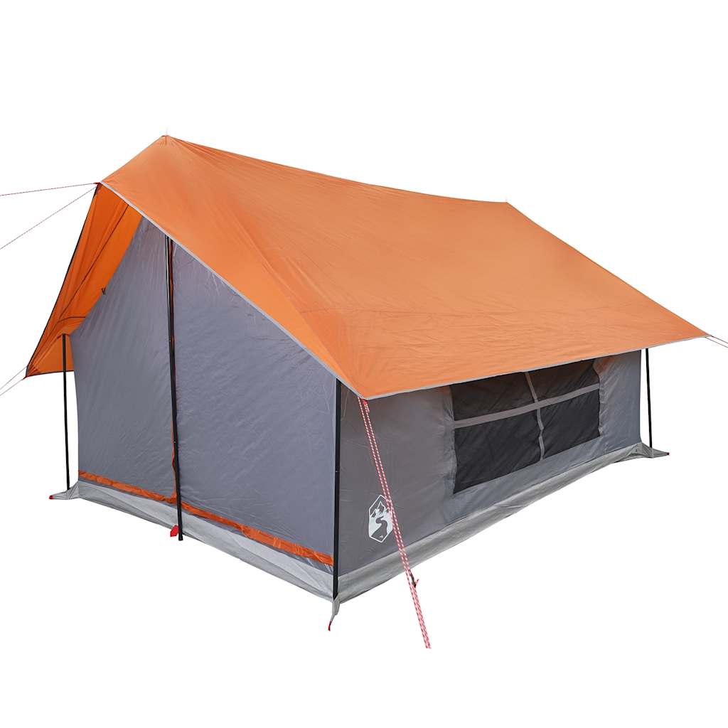 Tenda da Campeggio 5 Persone Grigio e Arancione Impermeabile
