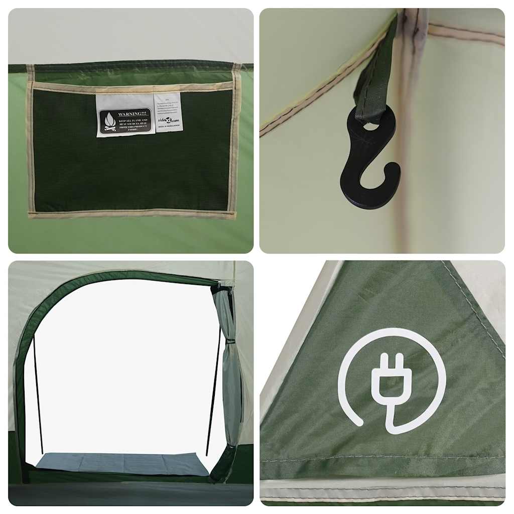 Tenda Familiare a Tunnel per 8 Persone Verde Impermeabile