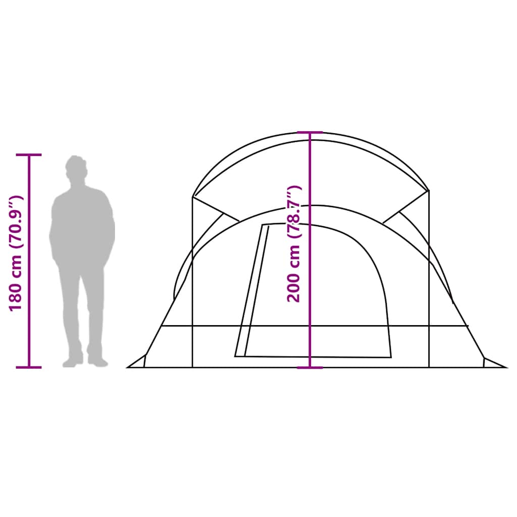Tenda Familiare a Tunnel 8Persone Grigia Arancione Impermeabile