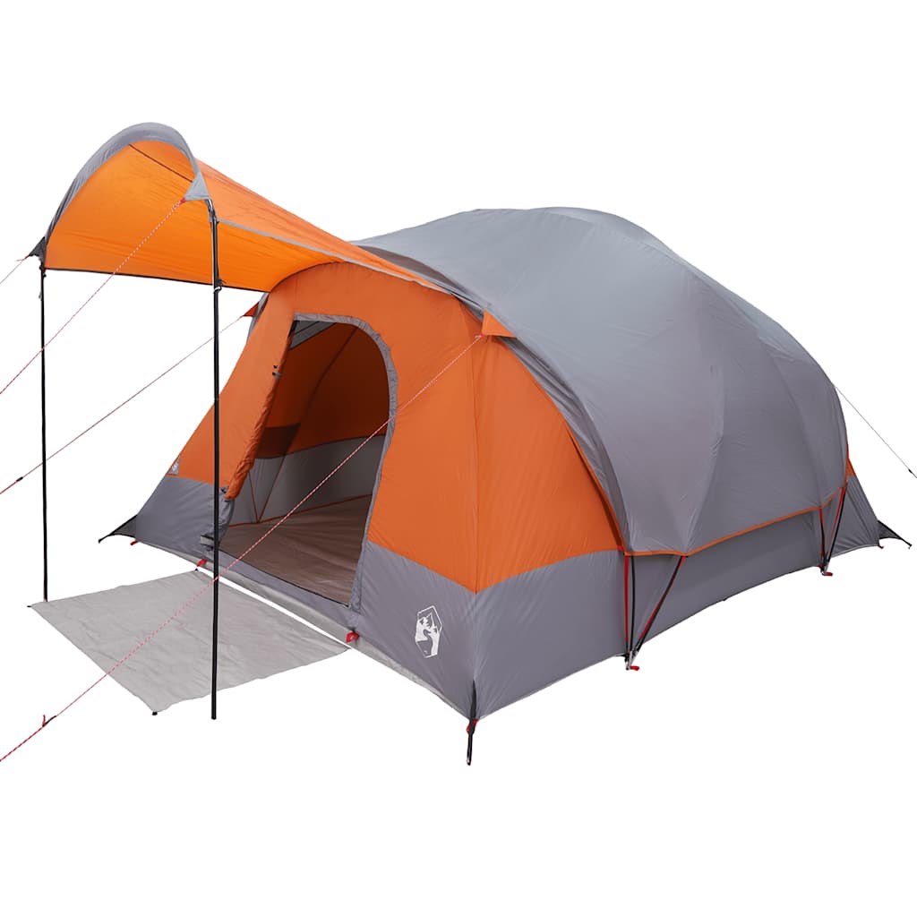 Tenda Familiare a Tunnel 8Persone Grigia Arancione Impermeabile