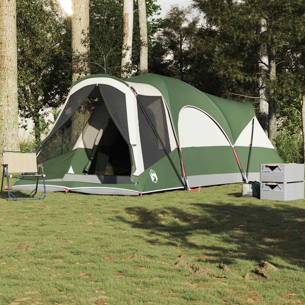 Tenda Familiare a Tunnel per 8 Persone Verde Impermeabile