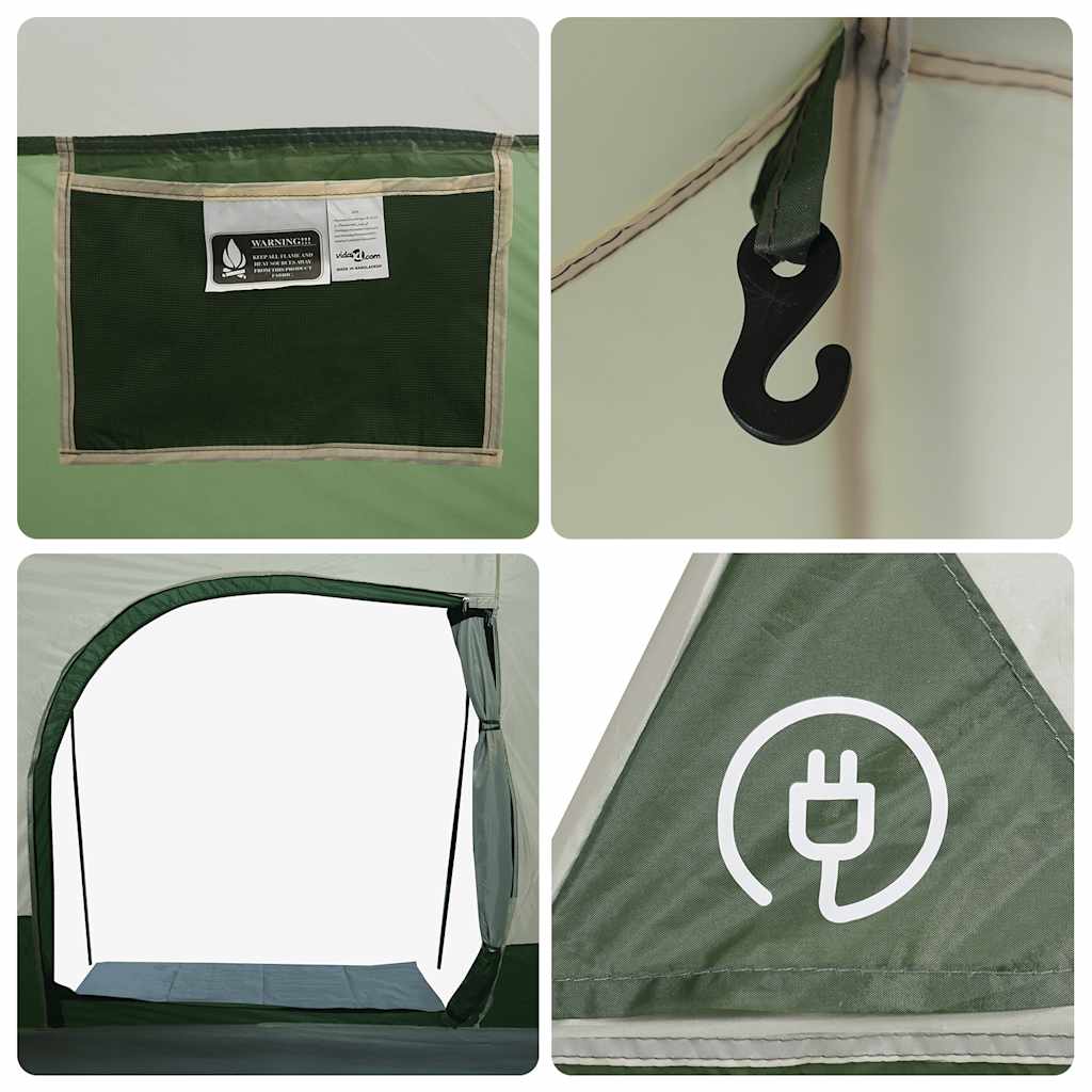 Tenda Familiare a Tunnel per 8 Persone Verde Impermeabile