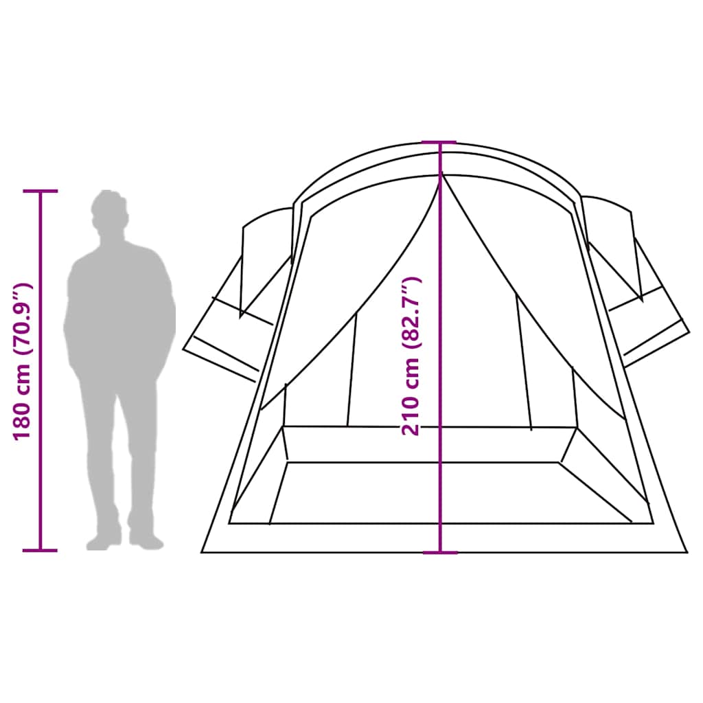 Tenda Familiare a Tunnel per 8 Persone Verde Impermeabile