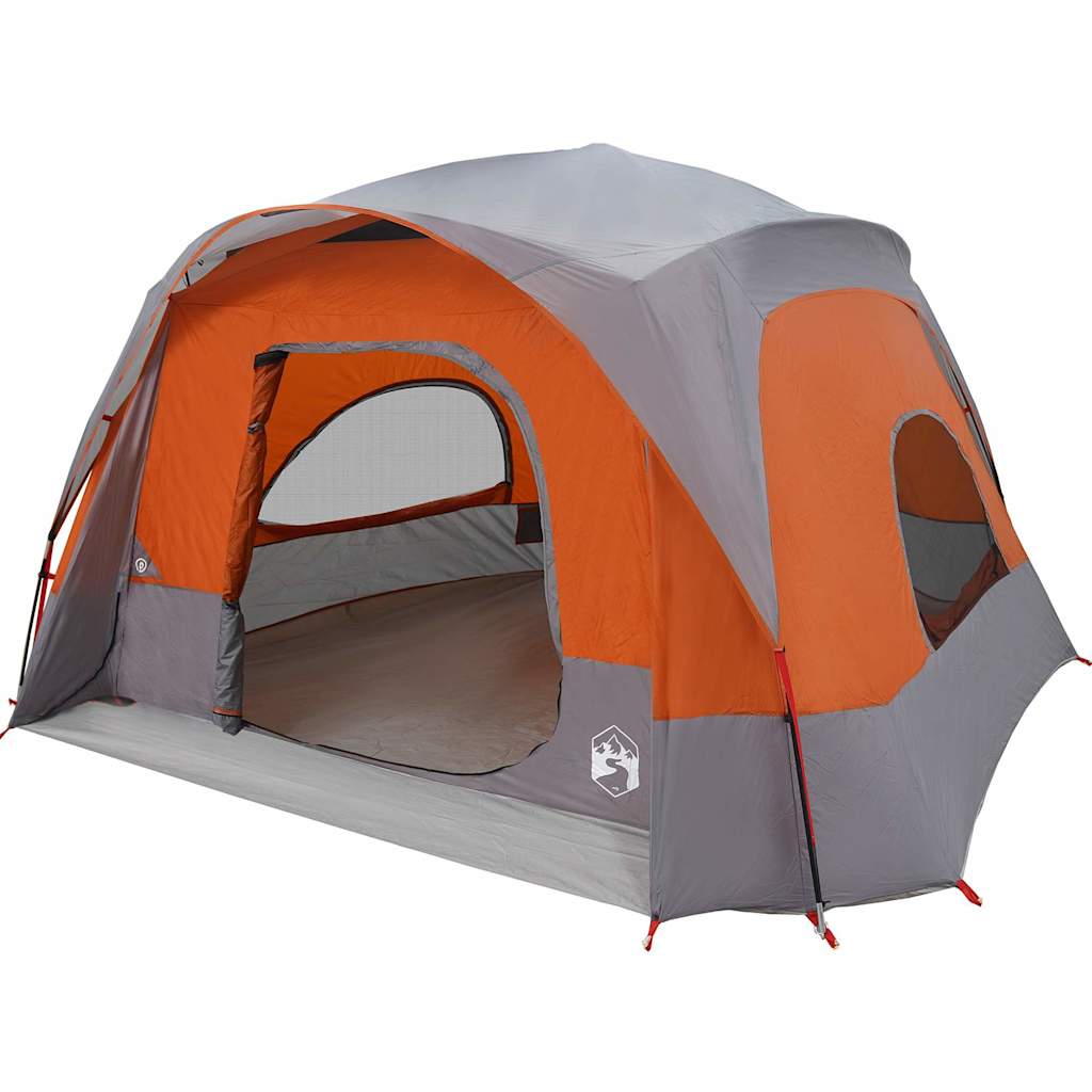 Tenda Familiare Cabina 6 Persone Grigia Arancione Impermeabile