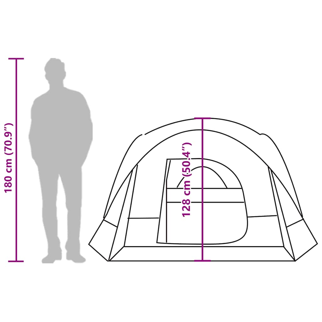 Tenda da Campeggio a Cabina per 4 Persone Verde Impermeabile