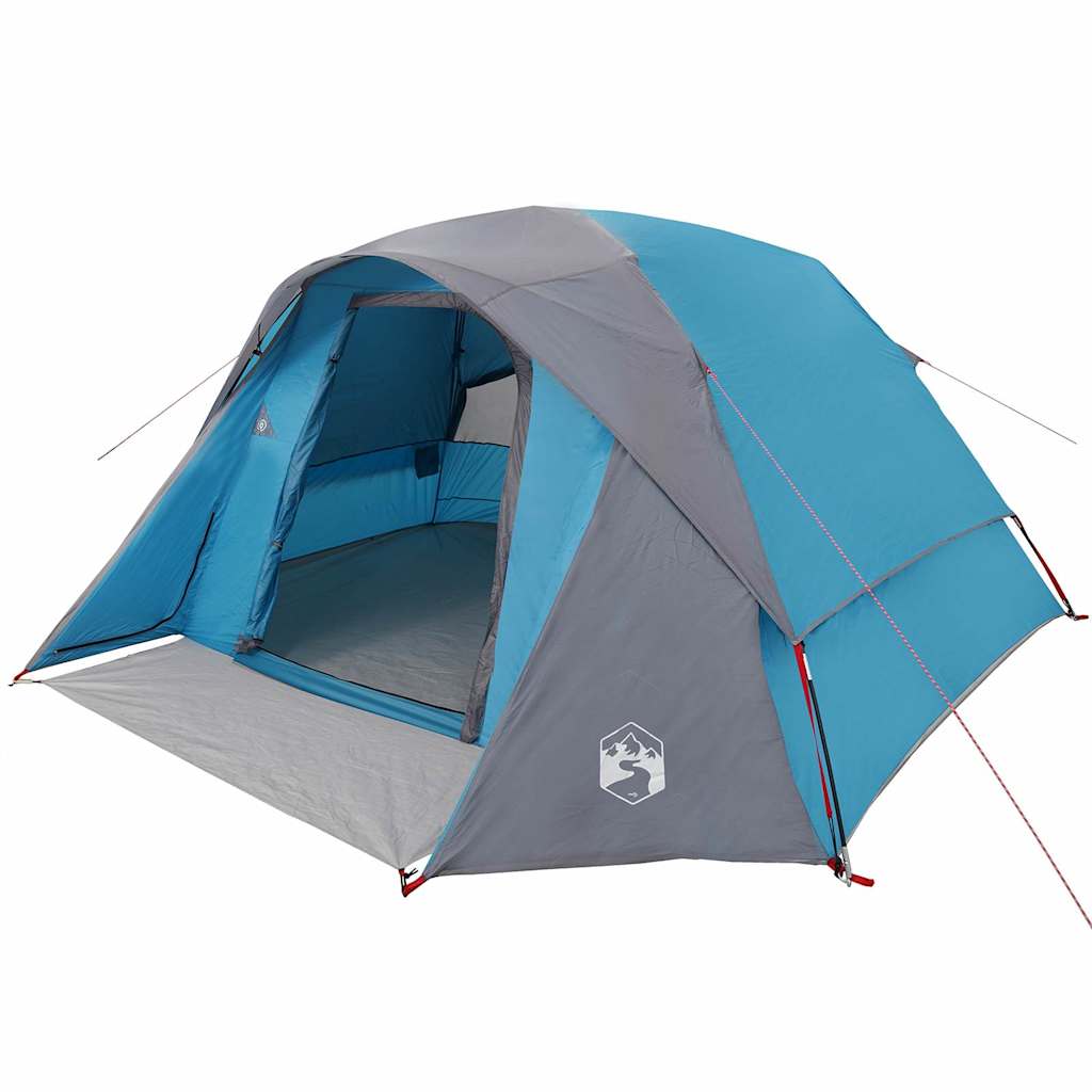 Tenda da Campeggio a Cabina per 4 Persone Blu Impermeabile