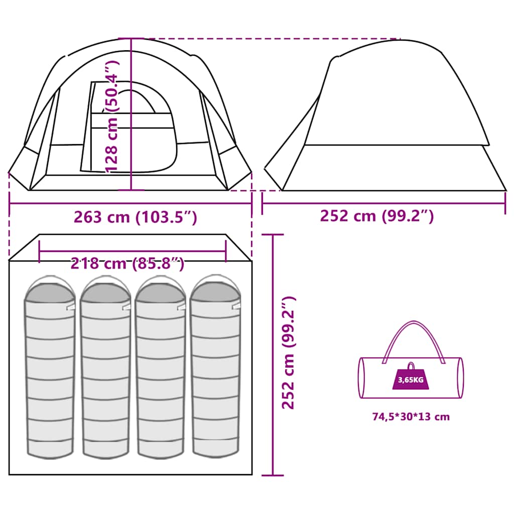 Tenda da Campeggio a Cabina 4 Persone Impermeabile
