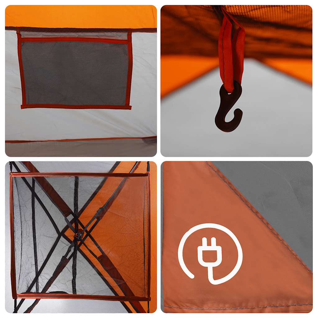 Tenda Familiare Cabina 6 Persone Grigia Arancione Impermeabile