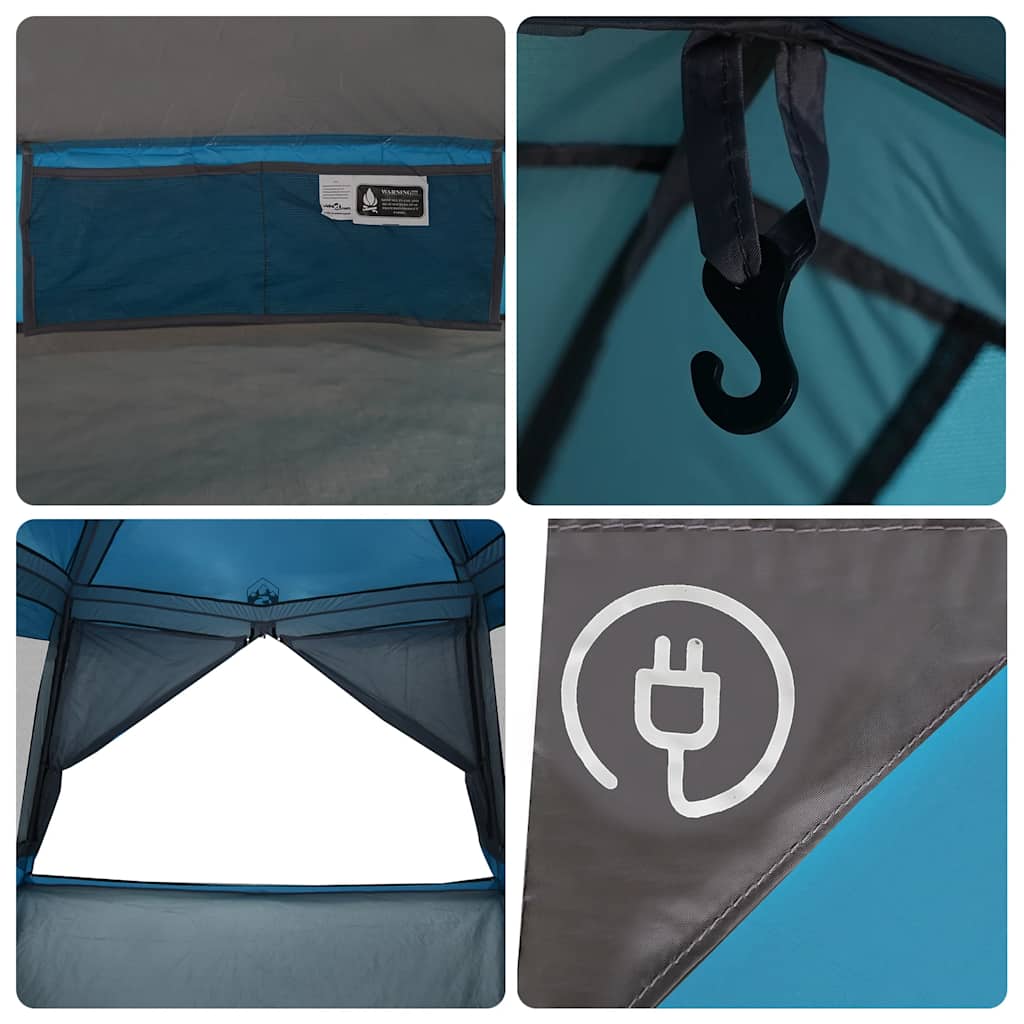 Tenda Familiare Cabina per 6 Persone Blu Impermeabile