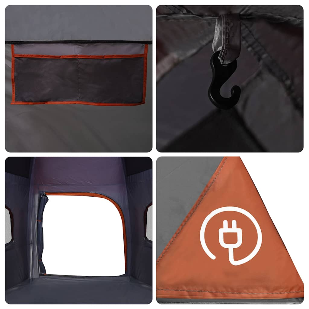 Tenda Familiare Igloo 6 Persone Grigia Arancione Impermeabile