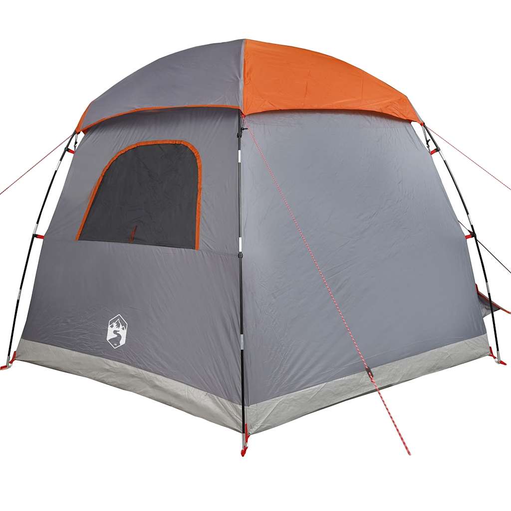 Tenda Familiare Igloo 6 Persone Grigia Arancione Impermeabile