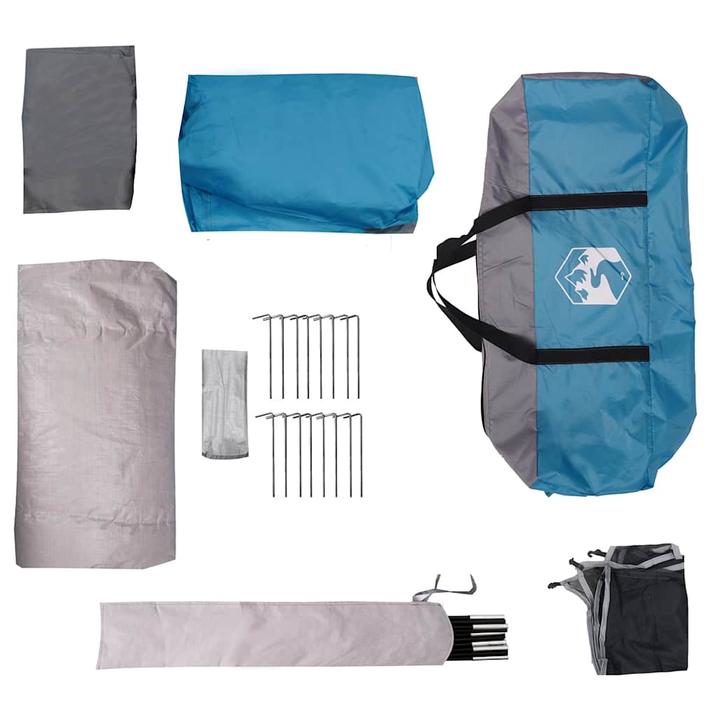 Tenda Familiare a Tunnel per 6 Persone Blu Resistente all'acqua