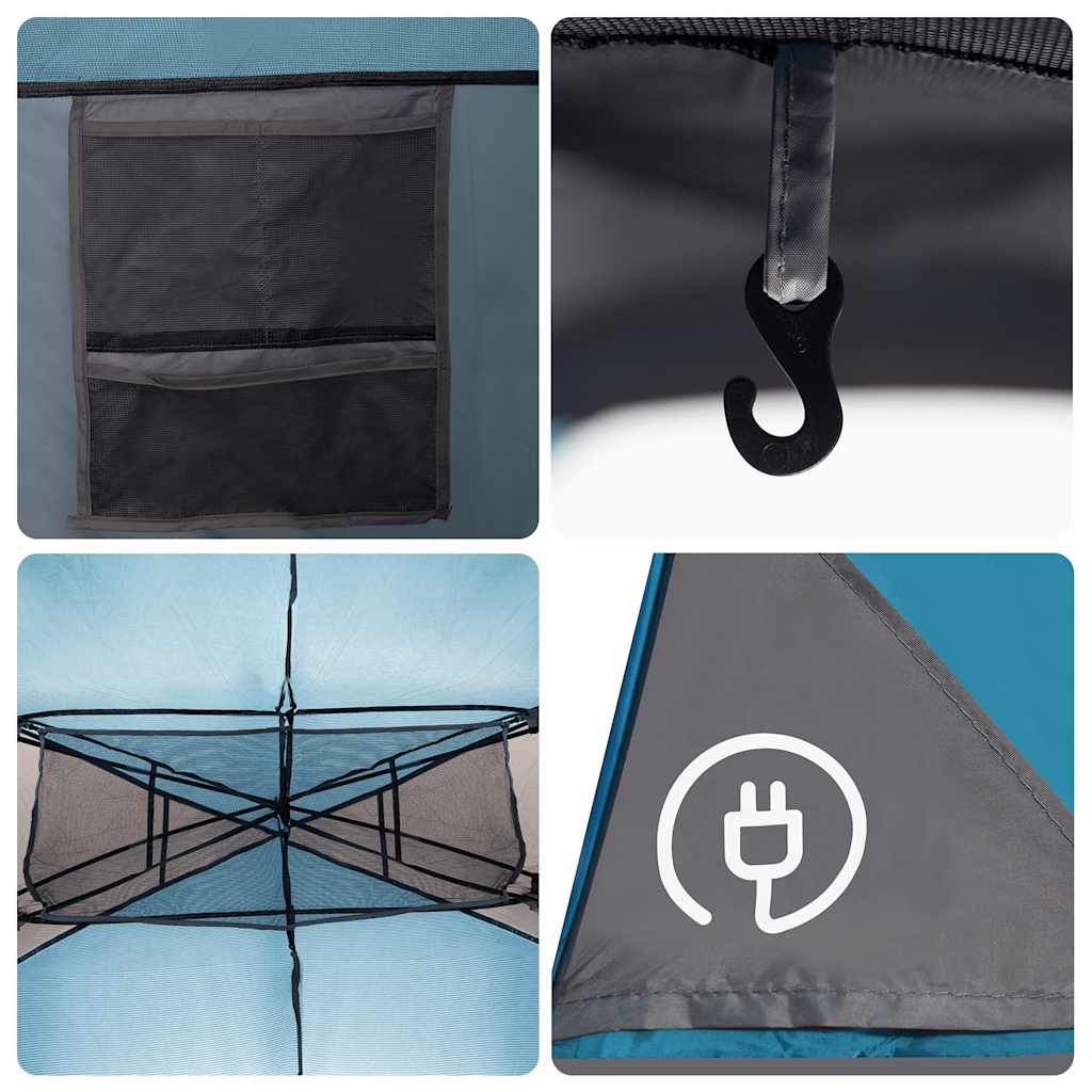 Tenda Familiare a Tunnel per 6 Persone Blu Resistente all'acqua