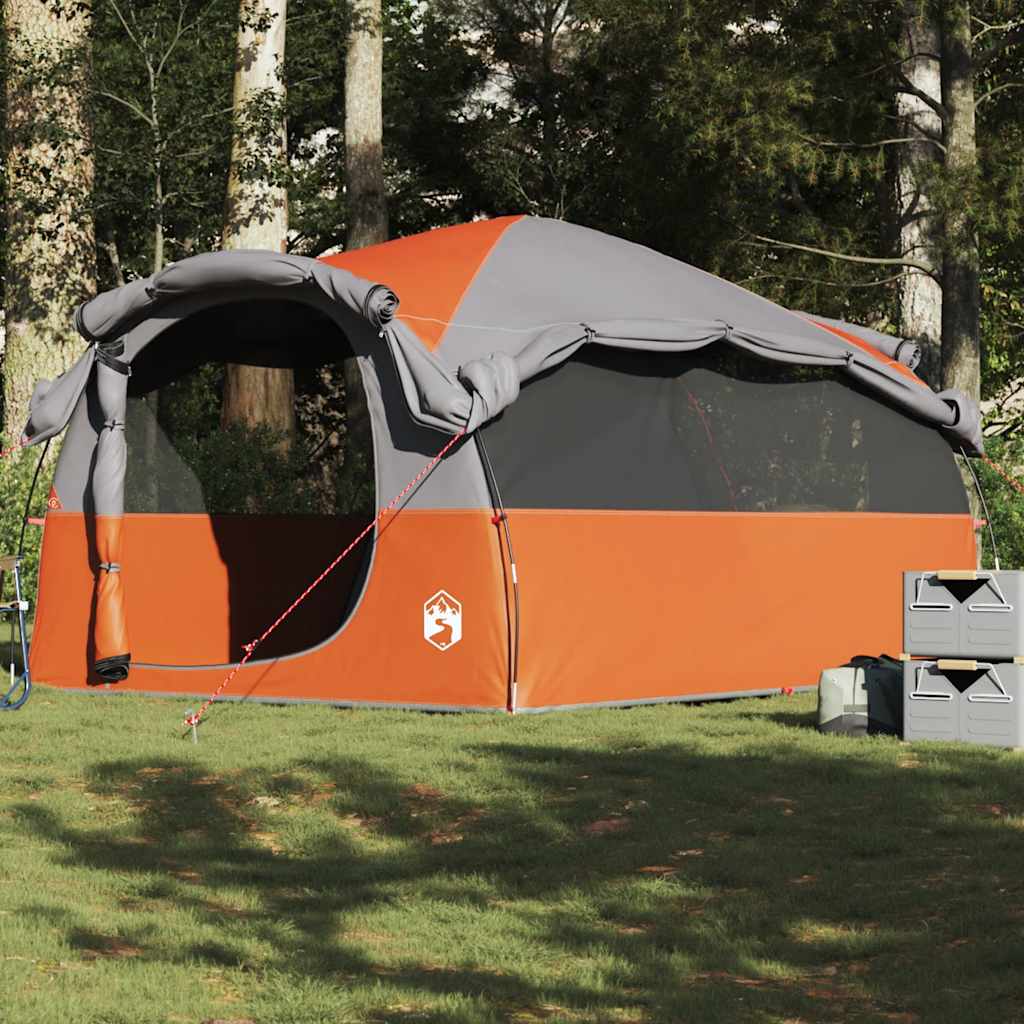 Tenda Familiare a Tunnel 6Persone Grigia Arancione Resistente all'acqua
