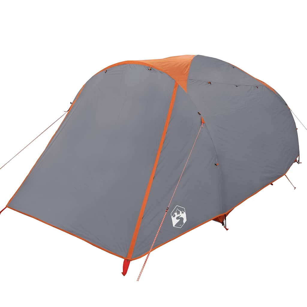Tenda Familiare a Tunnel 6Persone Grigia Arancione Resistente all'acqua