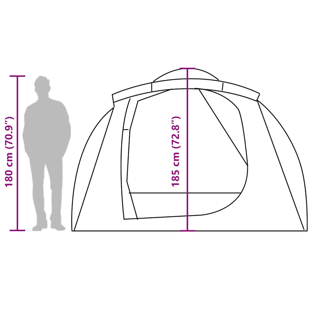 Tenda Familiare a Tunnel 6Persone Grigia Arancione Resistente all'acqua