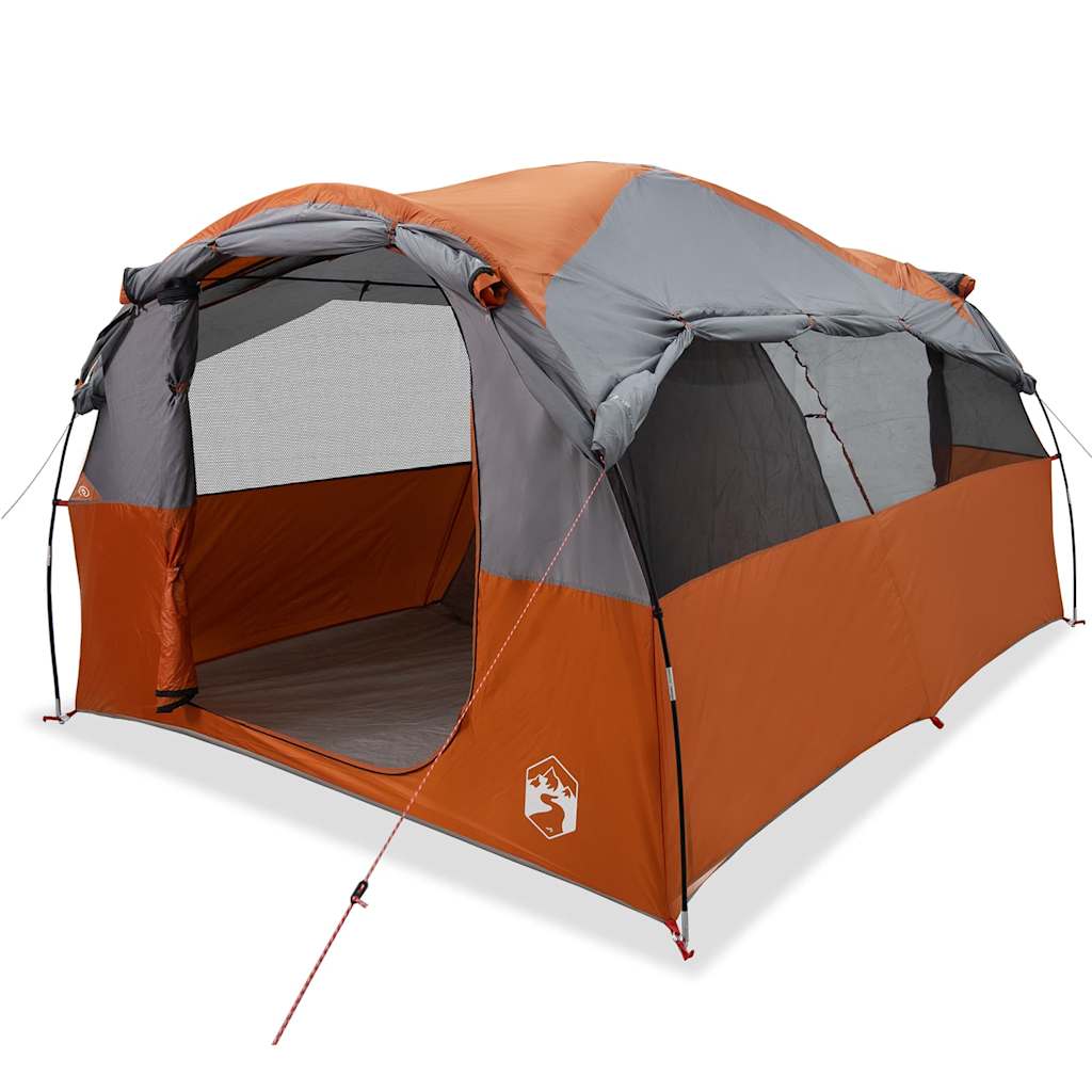 Tenda Familiare a Tunnel 6Persone Grigia Arancione Resistente all'acqua