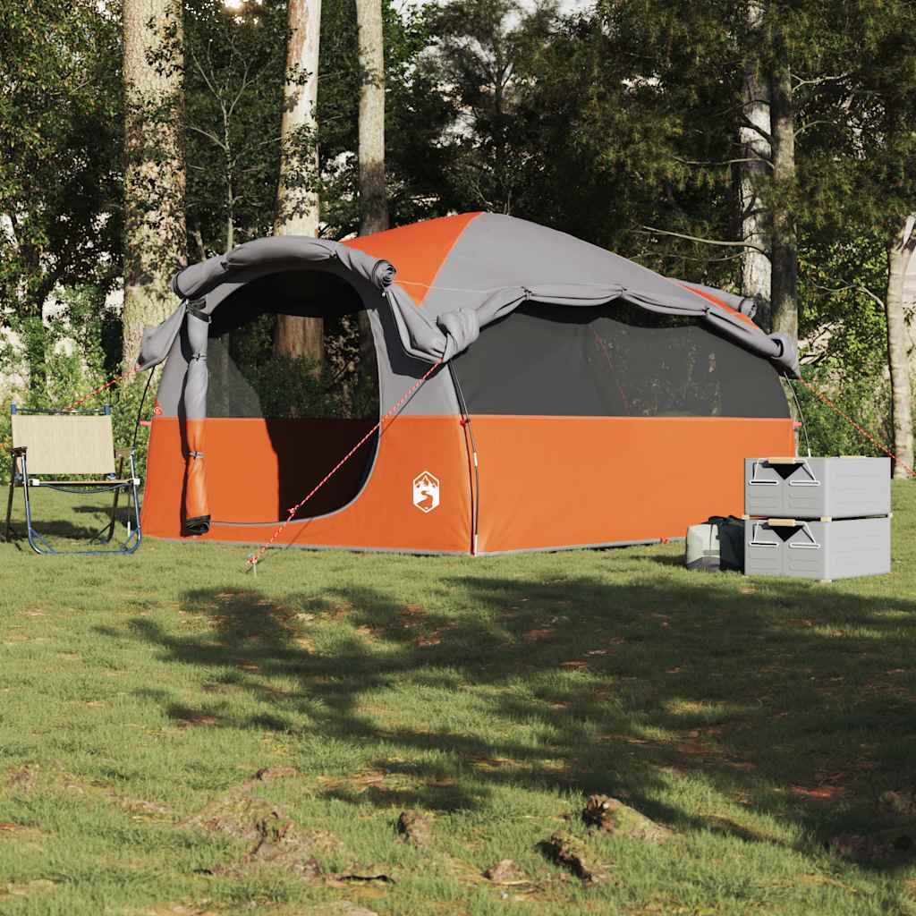 Tenda Familiare a Tunnel 6Persone Grigia Arancione Resistente all'acqua