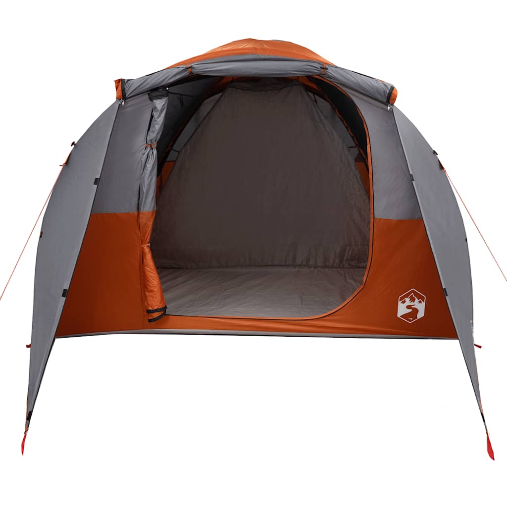 Tenda Familiare a Tunnel 6Persone Grigia Arancione Resistente all'acqua