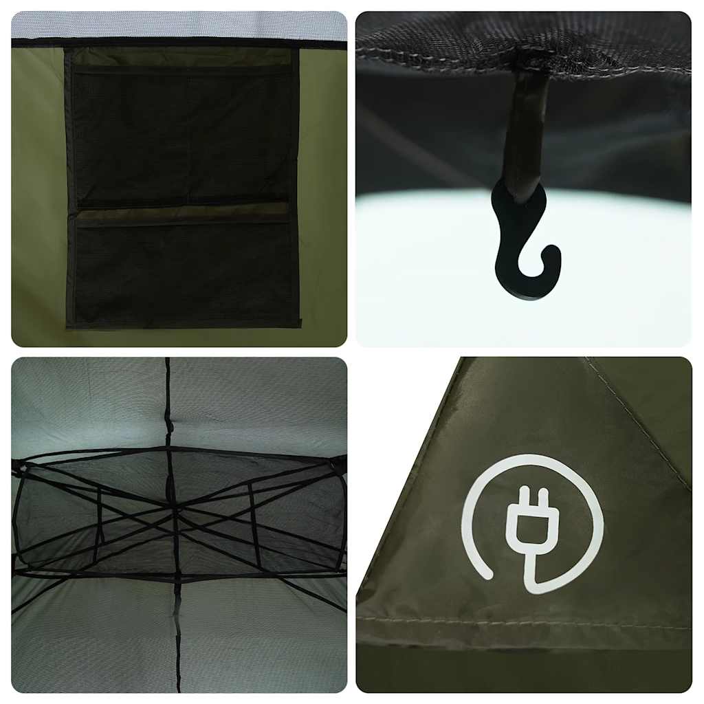 Tenda Familiare a Tunnel per 6 Persone Verde Oliva Resistente all'acqua