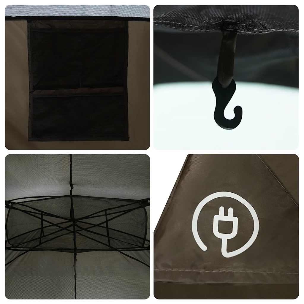 Tenda Familiare a Tunnel per 6 Persone Marrone Resistente all'acqua