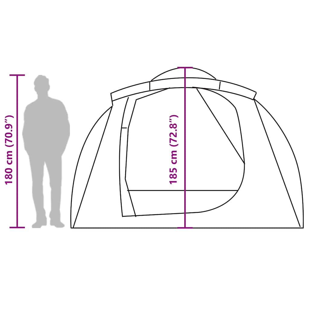 Tenda Familiare a Tunnel per 6 Persone Marrone Resistente all'acqua