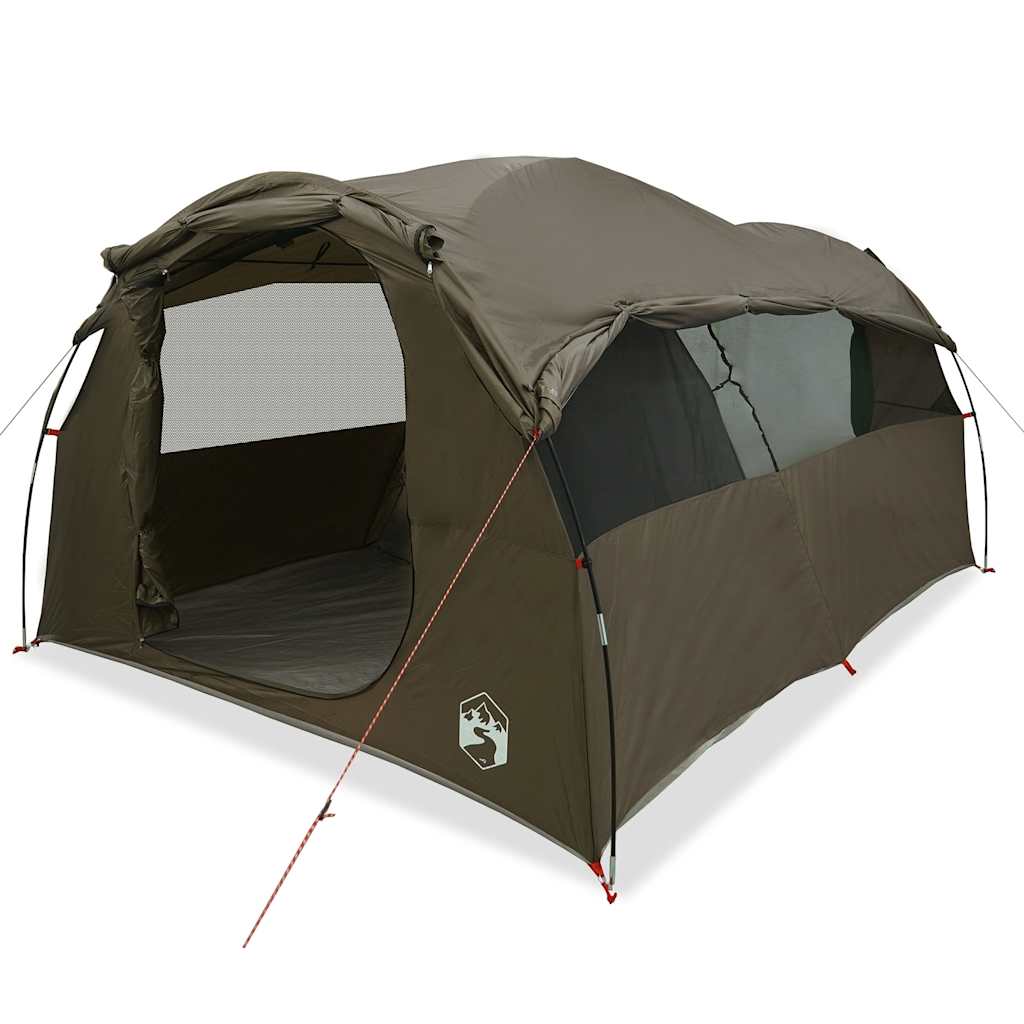 Tenda Familiare a Tunnel per 6 Persone Marrone Resistente all'acqua