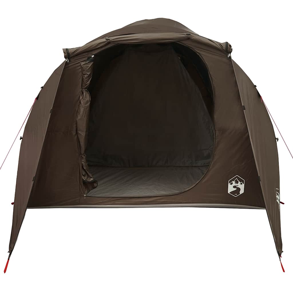 Tenda Familiare a Tunnel per 6 Persone Marrone Resistente all'acqua