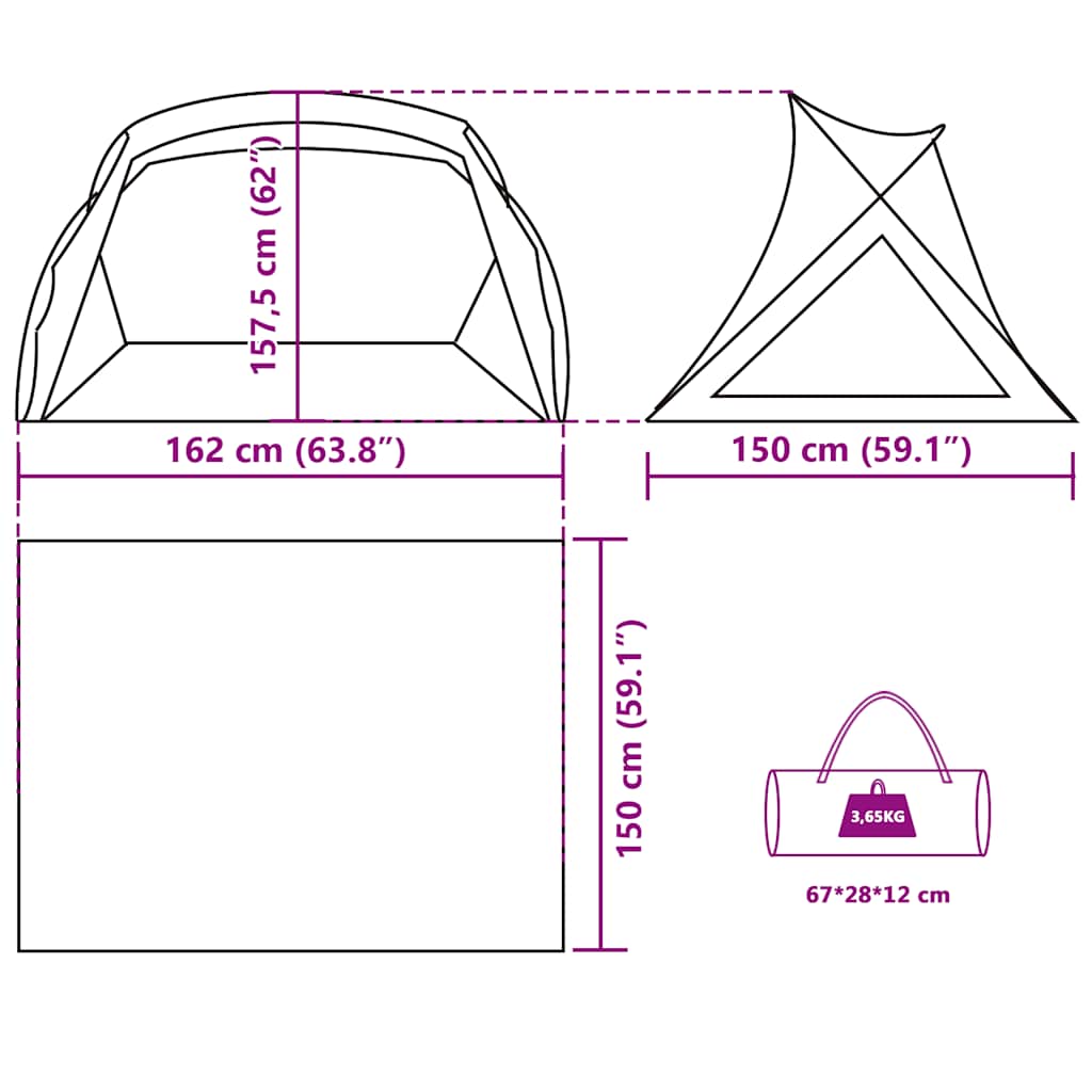Tenda da Spiaggia 2 Persone Verde Mare Impermeabile