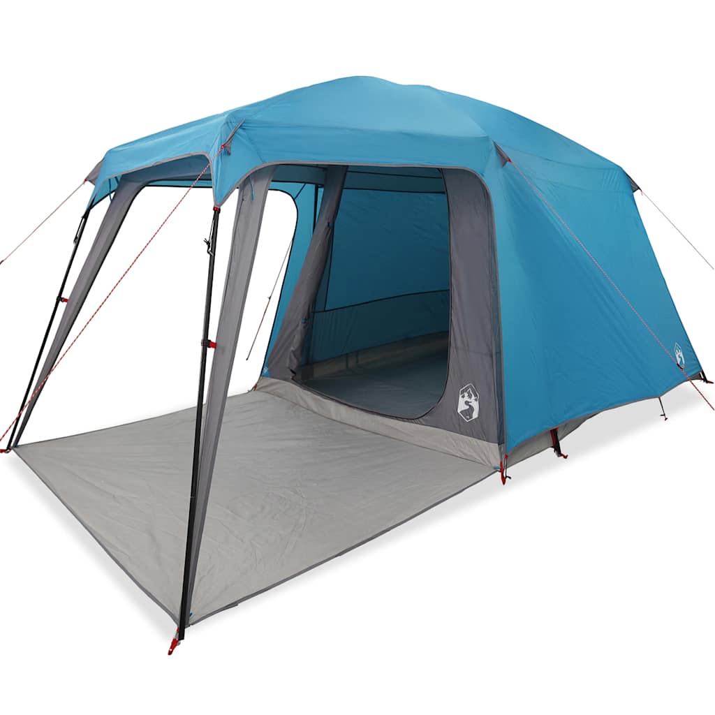 Tenda da Campeggio con Portico Cupola 5Persone Blu Impermeabile