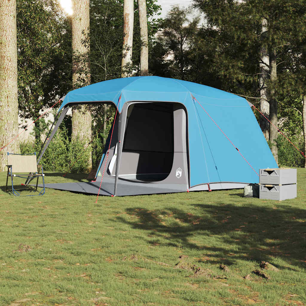 Tenda da Campeggio con Portico Cupola 5Persone Blu Impermeabile