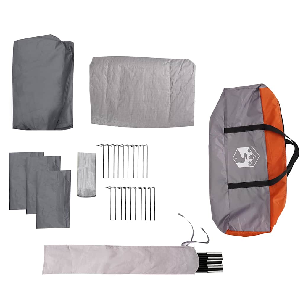 Tenda da Campeggio con Portico 5 Persone Grigio e Arancione
