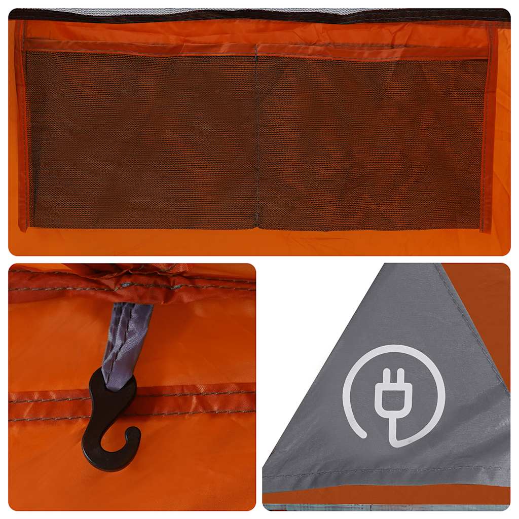Tenda da Campeggio con Portico 5 Persone Grigio e Arancione