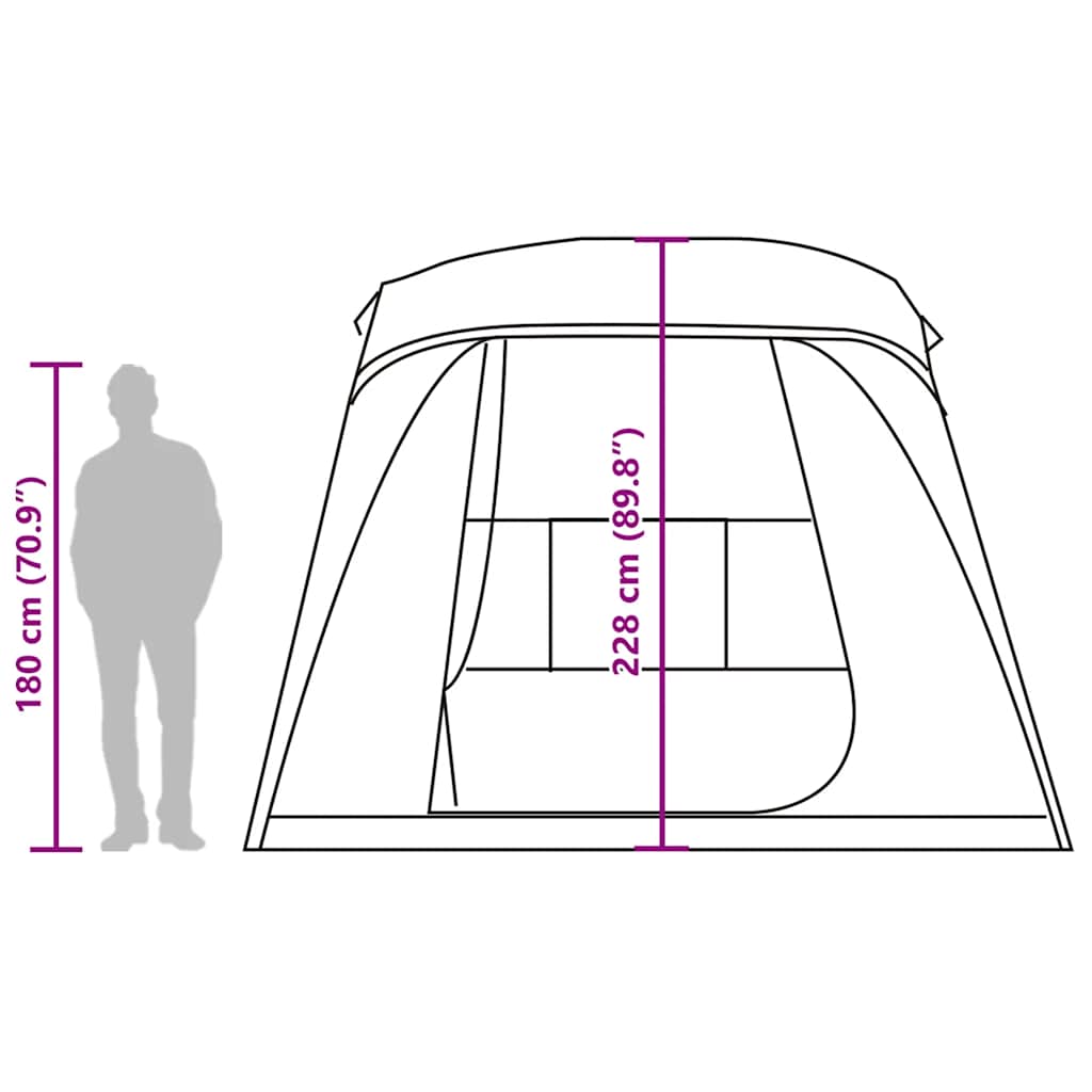 Tenda da Campeggio con Portico 5 Persone Grigio e Arancione