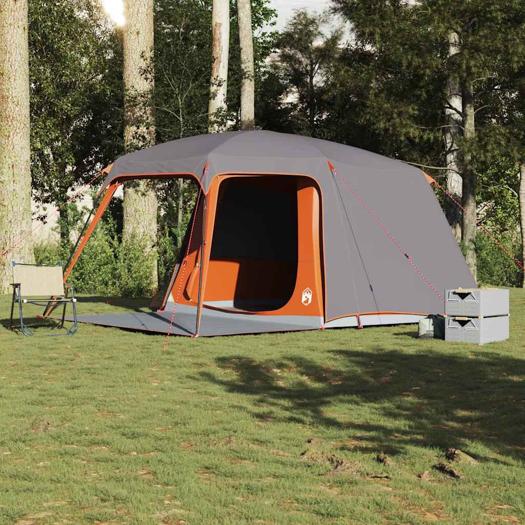 Tenda da Campeggio con Portico 5 Persone Grigio e Arancione