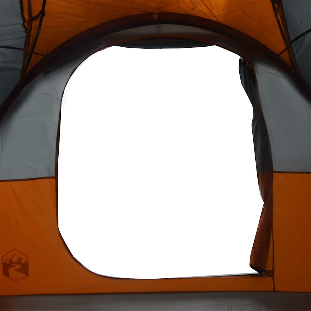Tenda da Campeggio con Portico 5 Persone Grigio e Arancione