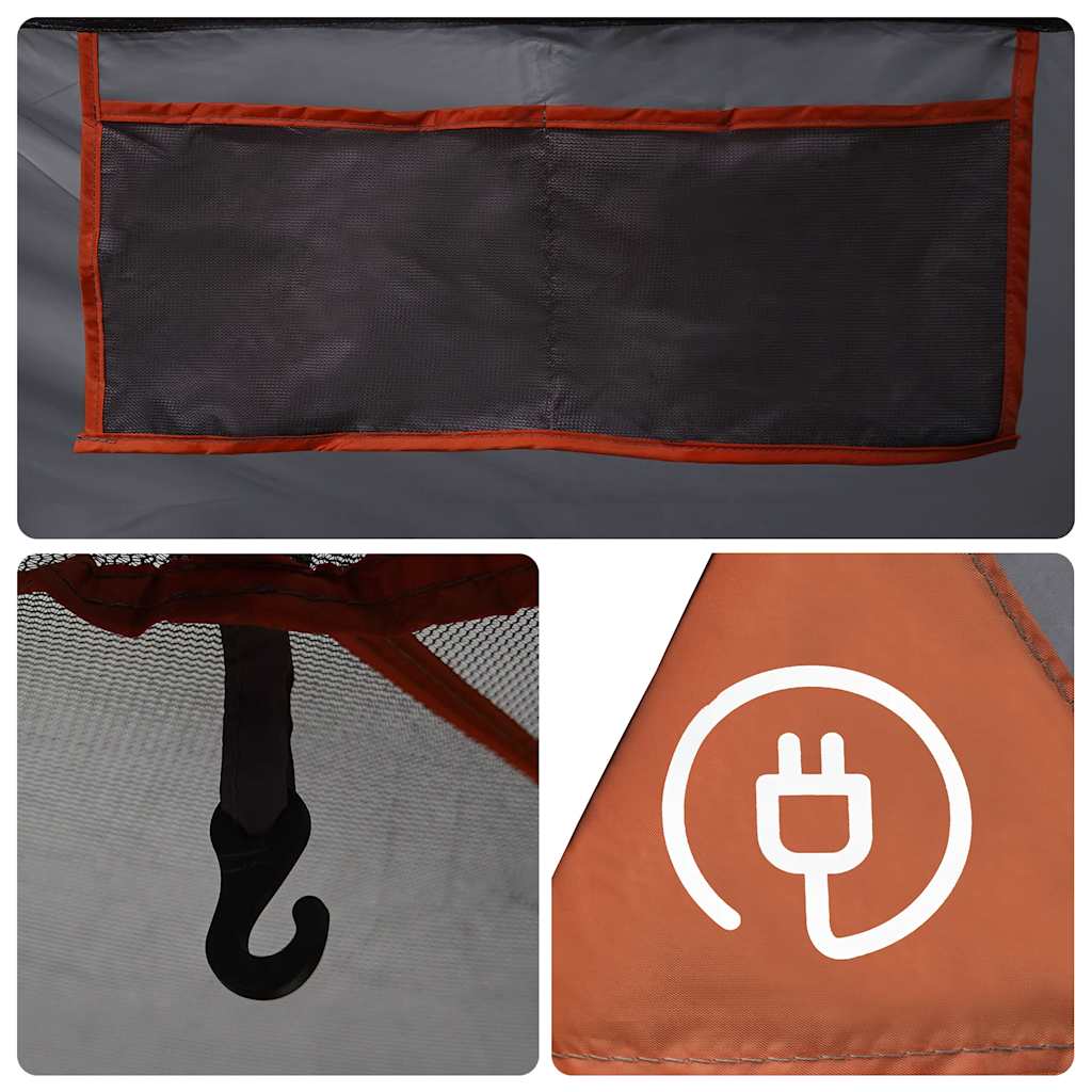 Tenda da Campeggio con Portico 9 Persone Grigio e Arancione