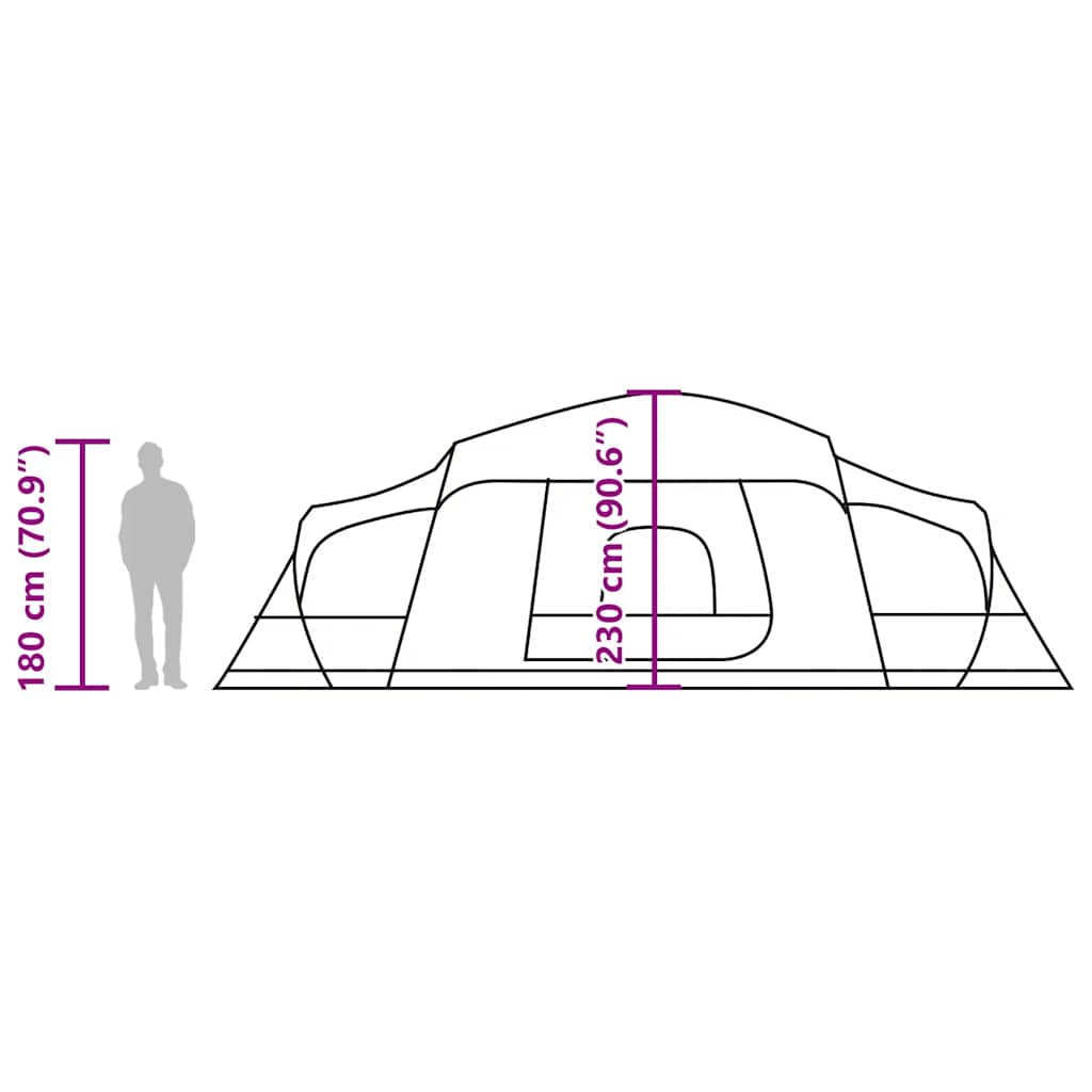 Tenda da Campeggio con Portico 9 Persone Grigio e Arancione