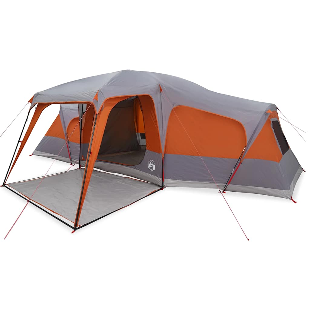 Tenda da Campeggio con Portico 9 Persone Grigio e Arancione